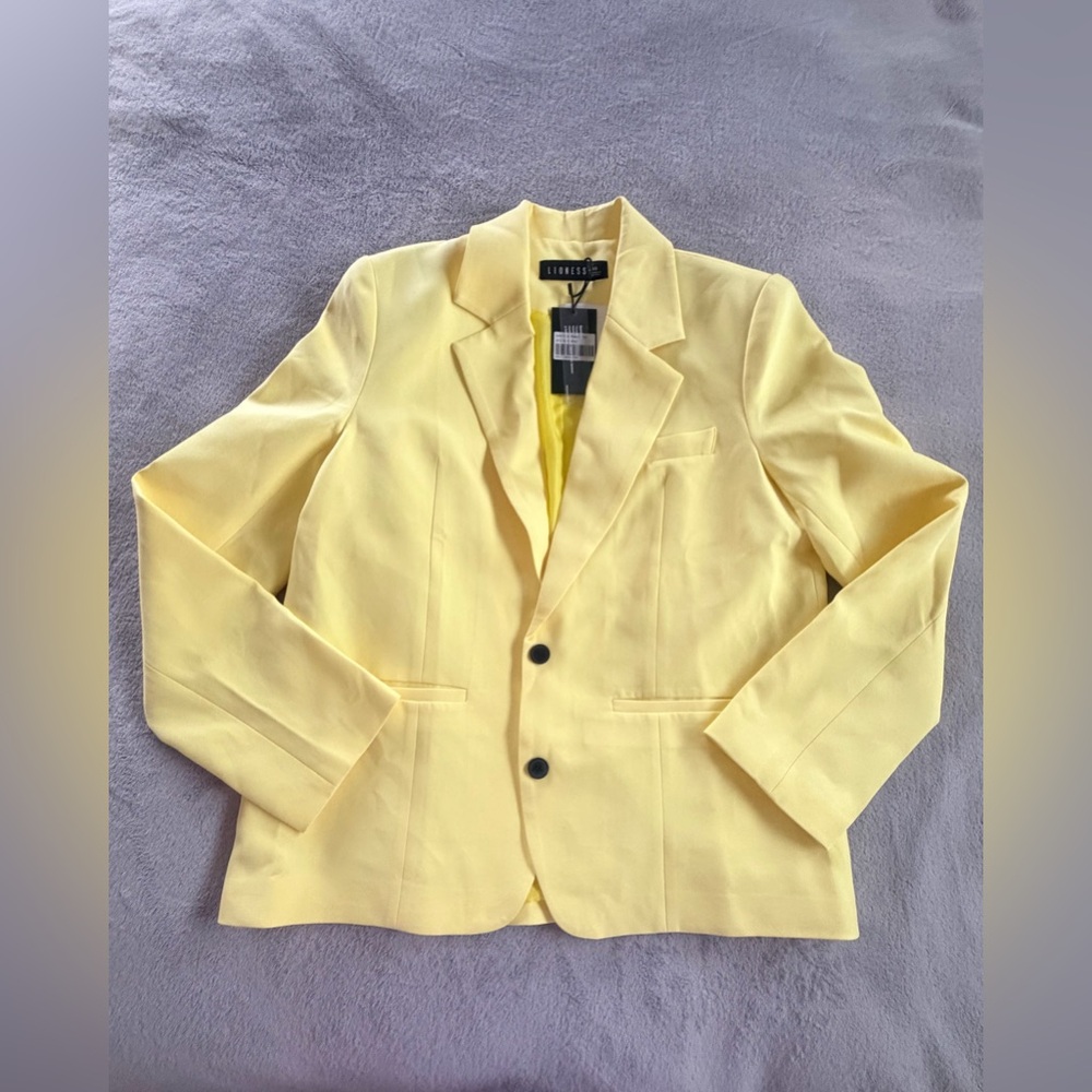 Lioness Womens Yellow Lion's Den Oversized Buttoned Long Sleeve Blazer Size S